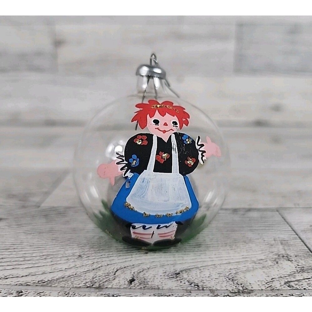 Vintage Inarco Glass Raggedy Ann Ornament 2.5" Bulb Christmas Made In Italy